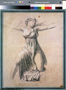 Hersilia (Hersilie)”: reprezentacja jednej z Sabinek interweniujących między Romulusem a Tatiuszem, królem Sabinów. Studium do obrazu „Les sabines” Rysunek Jacques Louis David (1748-1825) 1795-1798 Moskwa. Muzeum Sztuk Pięknych im. Puszkina autorstwa Jacques Louis David