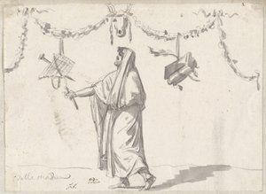 Ozdoba z brodatym mężczyzną w starożytnym stroju autorstwa Jacques Louis David