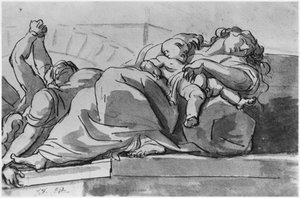 Epizod zarazy (pióro i indyjskie mycie tuszem na papierze) autorstwa Jacques Louis David