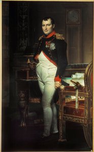 Pełnowymiarowy portret Napoleona I (1769-1821) w gabinecie w Tuileries Malarstwo Jacques Louis David (1748-1825) 1812 Kolekcja prywatna. autorstwa Jacques Louis David