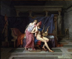 Miłość Paryża i Heleny - Olej na płótnie autorstwa Jacques Louis David