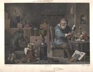 Alchemik według obrazu Davida Teniersa, koniec XVIII wieku. autorstwa Jacques Louis Perée