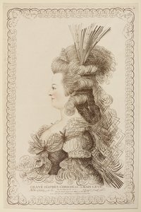 Kaligraficzny portret Marii Antoniny, 1787 (akwaforta i rycina) autorstwa Jacques-Louis Petit