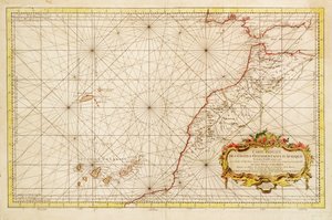 Mapa północno-zachodniego wybrzeża Afryki, od Cieśniny Gibraltarskiej do Wysp Kanaryjskich