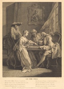 Le tric-trac autorstwa Jacques Philippe Le Bas after Charles Eisen