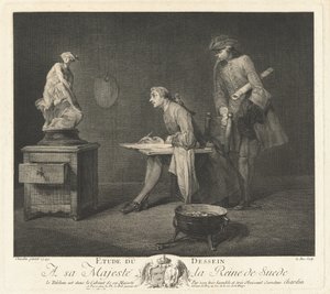 Studium rysunku (Lekcja rysunku) autorstwa Jacques Philippe Le Bas after Jean Siméon Chardin