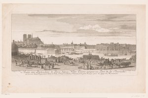 Gezicht op Parijs van de Notre Dame tot de Pont de la Tournelle Widok Paryża od Notre-Dame do Pont de la Tournelle (...) z Quai de Miramion (tytuł na obiekcie) autorstwa Jacques Rigaud