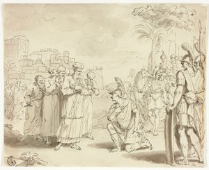 Alexander przed arcykapłanem autorstwa Jacques Stella