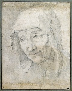 Głowa starej kobiety (czarna kreda na papierze) autorstwa Jacques Stella