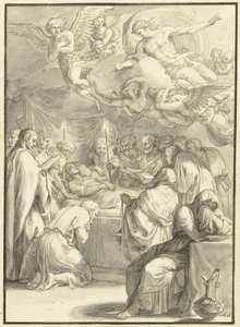 łoże śmierci Maryi Sceny z życia Maryi (tytuł serii) autorstwa Jacques Stella