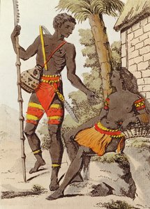 Mężczyzna i kobieta z Wysp Palau, 1805 (kolor grawerowany) autorstwa Jacques after Grasset de Saint-Sauveur