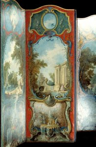Meble: parawan malarski na papierze maruflowym Jacques de Lajoue (1686-1761) XVIII wiek autorstwa Jacques de Lajoüe