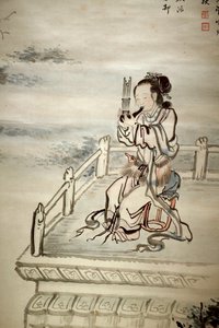 Malowana postać, muzyk. Atrament na papierze Yi Jaegwan (1783-1837), sztuka z XIX wieku. Muzeum Narodowe Korei, Seul (Korea Południowa). autorstwa Jaegwan Yi