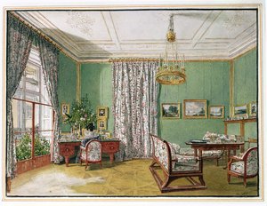 Dama przy swoim biurku w biedermeierowskim salonie, ok. 1821 r. autorstwa Jakob Alt