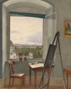Widok z pracowni artysty w Alservorstadt w kierunku Dornbach, 1836 r. autorstwa Jakob Alt