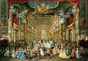 Хофтеатр дахь масктай бөмбөг, Бонн, 1754 он autorstwa Jakob Rousseau