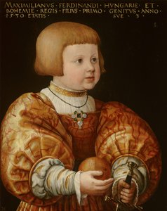 Portret Maksymiliana Austrii (1527-1576), 3 lata, 1630 autorstwa Jakob Seisenegger