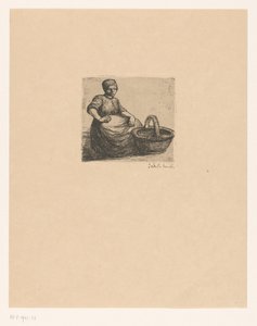 Rolnik z koszem Hodowca masła (tytuł na przedmiocie) autorstwa Jakob Smits (signed by artist)