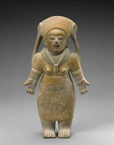 Kobieta stojąca, 200 BC-AD 800 (ceramika z malowaniem poślizgowym) autorstwa Jama Coaque culture