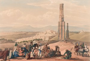 Twierdza i cytadela Ghuznee [sic] i dwa minary, ok. 1839 (litografia, przyciemniane)