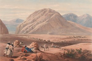 Widok na górę Baba-Naunee, ok. 1839 (litografia, przyciemniana) autorstwa James (after) Atkinson