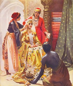 Ziemia Święta: "Panna młoda przystrojona dla swojego męża" (kolorowa litografia) autorstwa James (after) Clark