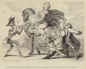 Polityczni bandyci atakujący Zbawiciela Indii: Warren Hastings, były gubernator Bengalu, atakowany przez polityków Edmunda Burke