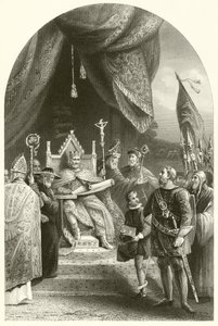 Król Jan pieczętujący Magna Charta (grafika) autorstwa James (after) Lonsdale