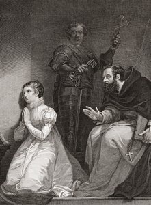 John Feckenham odwiedza Lady Jane Grey w Tower of London (druk)