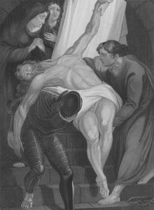 Złożenie do grobu Chrystusa, św. Łukasza 23, wers 50-56 (rycina)