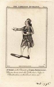 Pan James William Dodd w roli Lorda Foppingtona w The Careless Husband Colleya Cibbera, Drury Lane Theatre autorstwa James (after) Roberts
