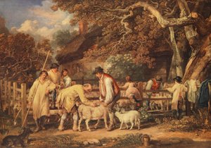 Strzyżenie owiec, ok. 1820 (kolor lito) autorstwa James (after) Ward