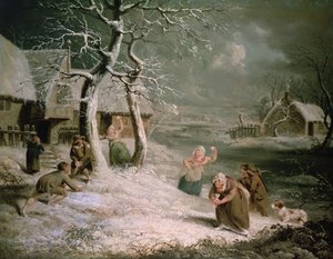 Chłopi Snowballing, ok. 1790 (olej na płótnie) autorstwa James (attr. to) Ward