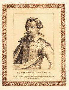Hendrik Cornelisz Vroom, holenderski malarz marynistyczny Złotego Wieku.1817 (akwaforta) autorstwa James (c.1780 after 1820) Girtin