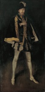 Aranżacja w kolorze czarnym, nr 3: Sir Henry Irving jako Filip II z Hiszpanii, 1876, przerobiony 1885. autorstwa James Abbott McNeill Whistler