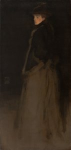 Aranżacja w kolorze czarnym i brązowym, futrzana kurtka autorstwa James Abbott McNeill Whistler