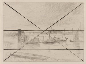 Battersea Dawn Cadogan Pier, 1861. autorstwa James Abbott McNeill Whistler