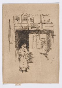 Bird Shop-Seven Dials, ok. 1886-88 (akwaforta; tusz na papierze) autorstwa James Abbott McNeill Whistler