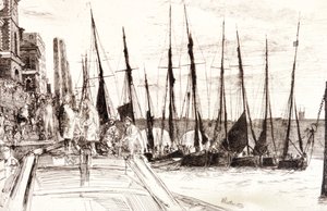 „Łodzie obok Billingsgate”, Londyn, 1859 autorstwa James Abbott McNeill Whistler