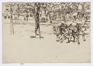 Boulevard Poissonière, Paryż, ok. 1892-93 (akwaforta; tusz na papierze) autorstwa James Abbott McNeill Whistler