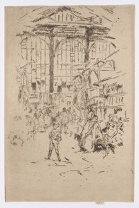 Wymiana ubrań, Houndsditch, nr 2, ok. 1886-88 (akwaforta; tusz na papierze) autorstwa James Abbott McNeill Whistler
