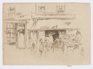 Exeter Street, ok. 1886-88 (akwaforta; tusz na papierze) autorstwa James Abbott McNeill Whistler