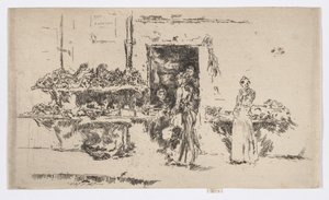 Sklepik warzywny, Paryż, ok. 1892-93 (akwaforta; tusz na papierze) autorstwa James Abbott McNeill Whistler