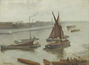Szary i srebrny: Stare Battersea Reach autorstwa James Abbott McNeill Whistler