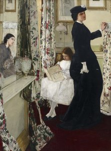 „Harmony in Green and Rose: The Music Room” Obraz Jamesa Abbotta McNeilla Whistlera (1834-1903) 1860 Freer Gallery of Art, Waszyngton USA autorstwa James Abbott McNeill Whistler
