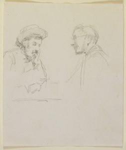 Głowy dwóch mężczyzn, ok. 1855-59 (ołówek na białym papierze) autorstwa James Abbott McNeill Whistler