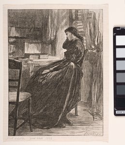 Joanna Douglas w „Kazaniu na proces”, 1862 autorstwa James Abbott McNeill Whistler