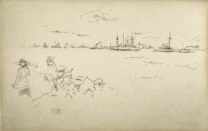Monitory, z zestawu dwunastu akwafort zatytułowanych The Naval Review, 1887 autorstwa James Abbott McNeill Whistler