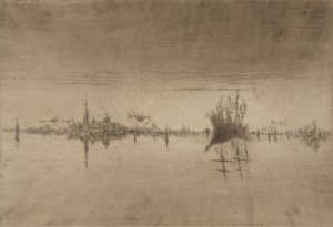 Nokturn, 1879-80 (akwaforta i sucha igła) autorstwa James Abbott McNeill Whistler