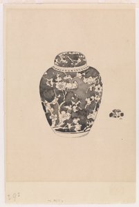 Oviform Imbir Jar z pokrywką w kształcie dzwonu, 1878. autorstwa James Abbott McNeill Whistler